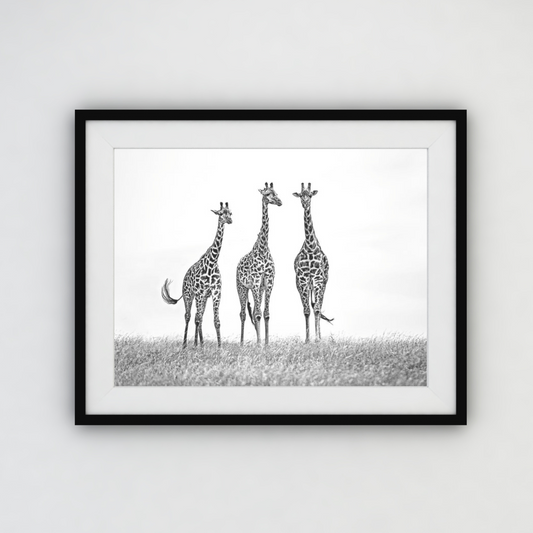 Giraffes in the  Mara plains